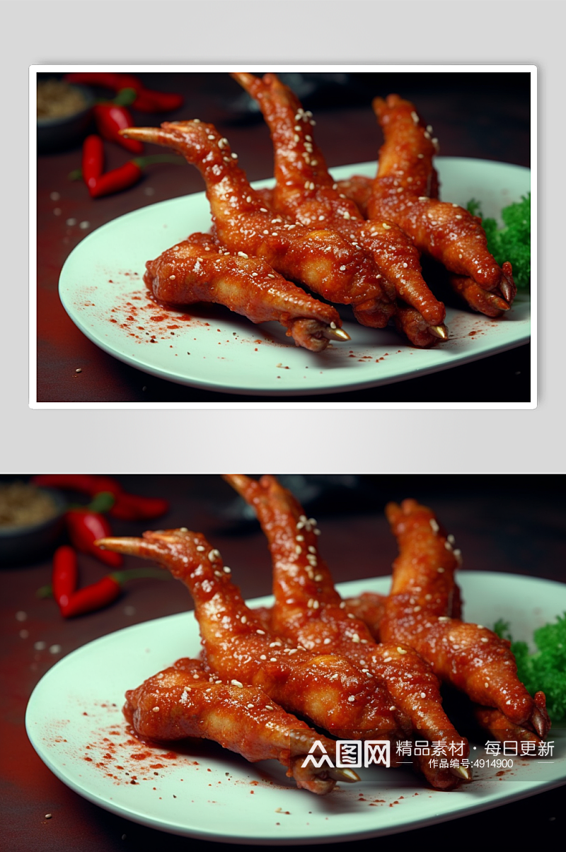 AI数字艺术高清烤鸡爪烧烤美食摄影图片素材
