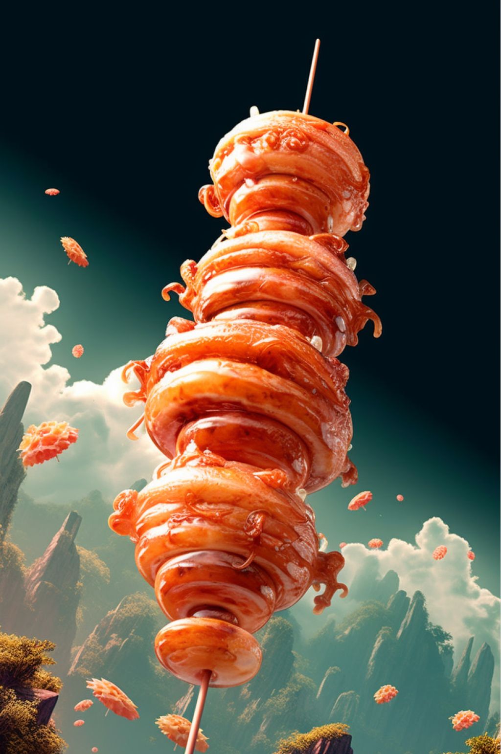 AI数字艺术美味烤肉烤面筋烧烤美食摄影图片素材