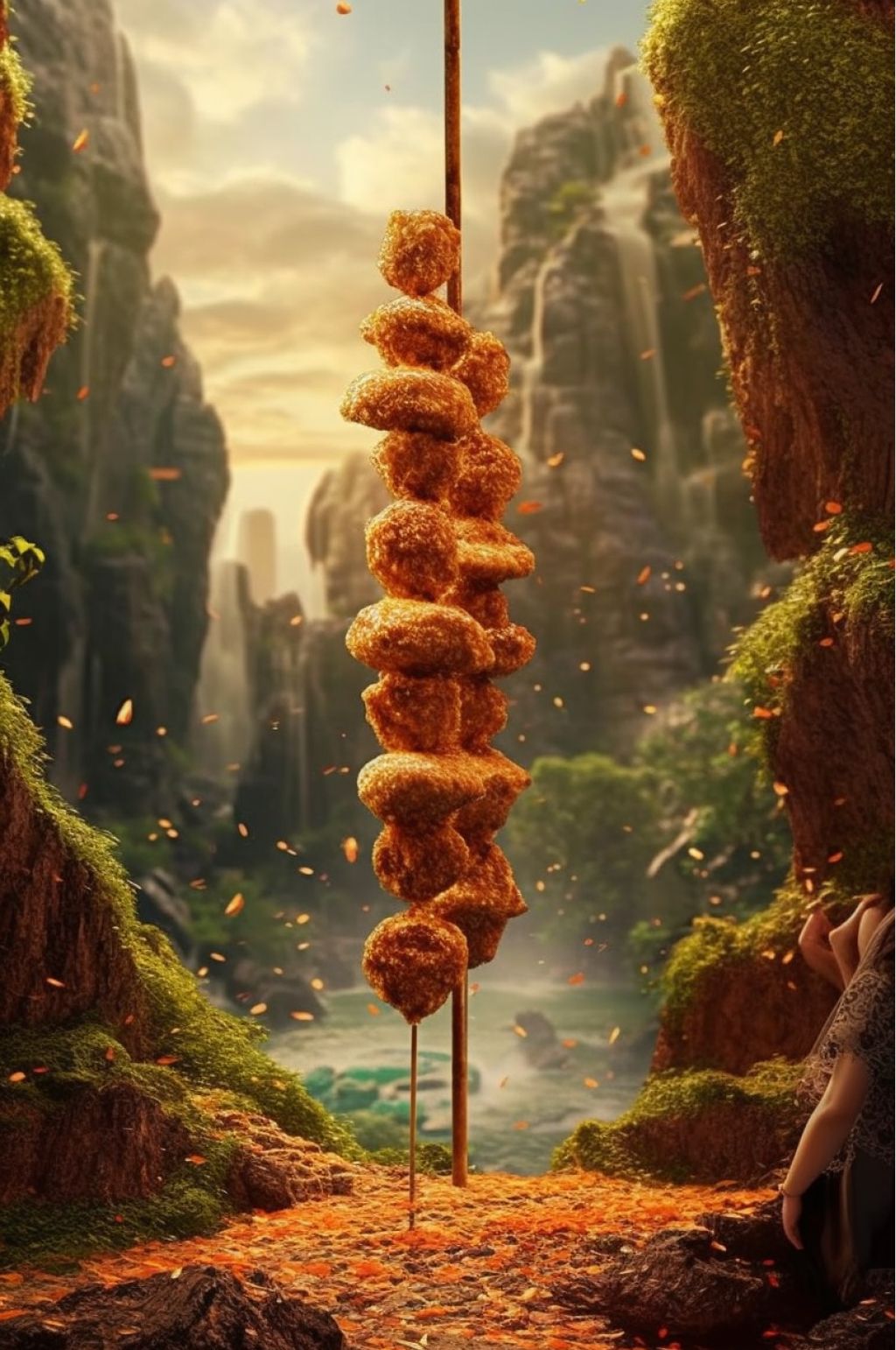 AI数字艺术美味烤肉烤面筋烧烤美食摄影图片素材