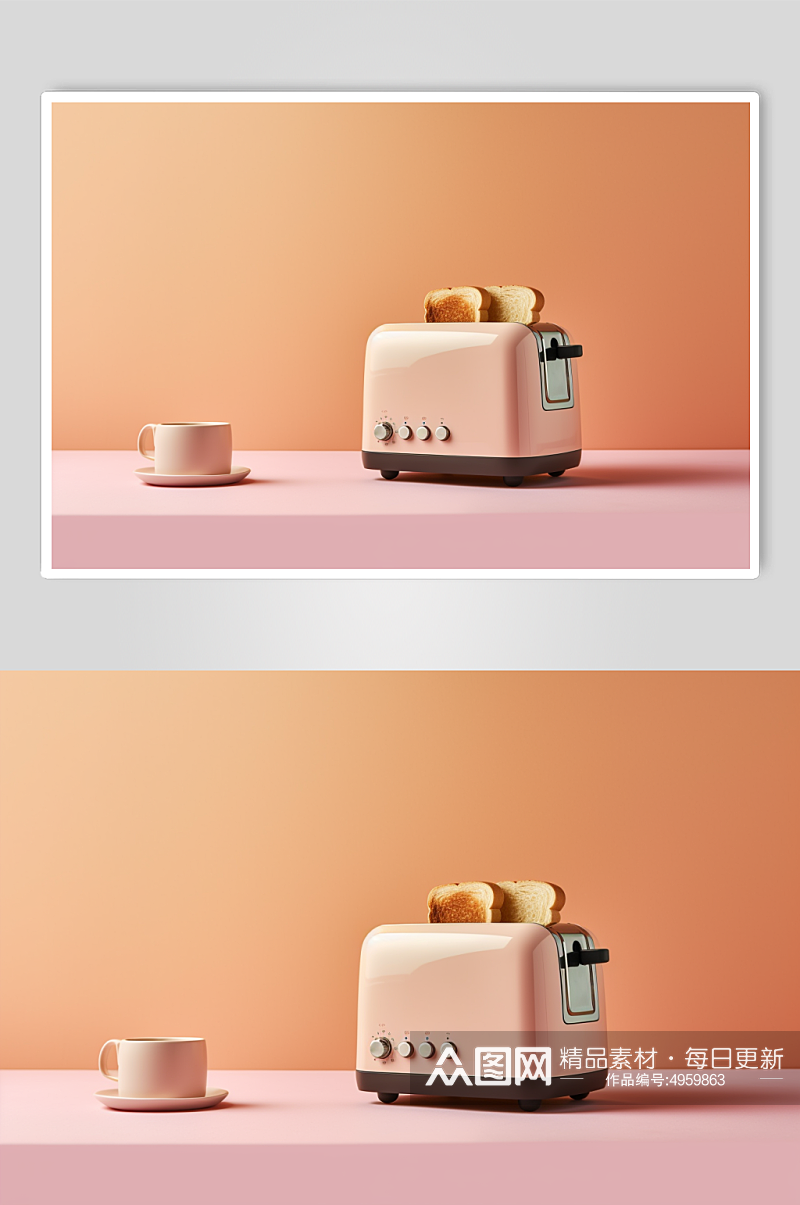AI数字艺术高清烤面包机家用电器摄影图片素材