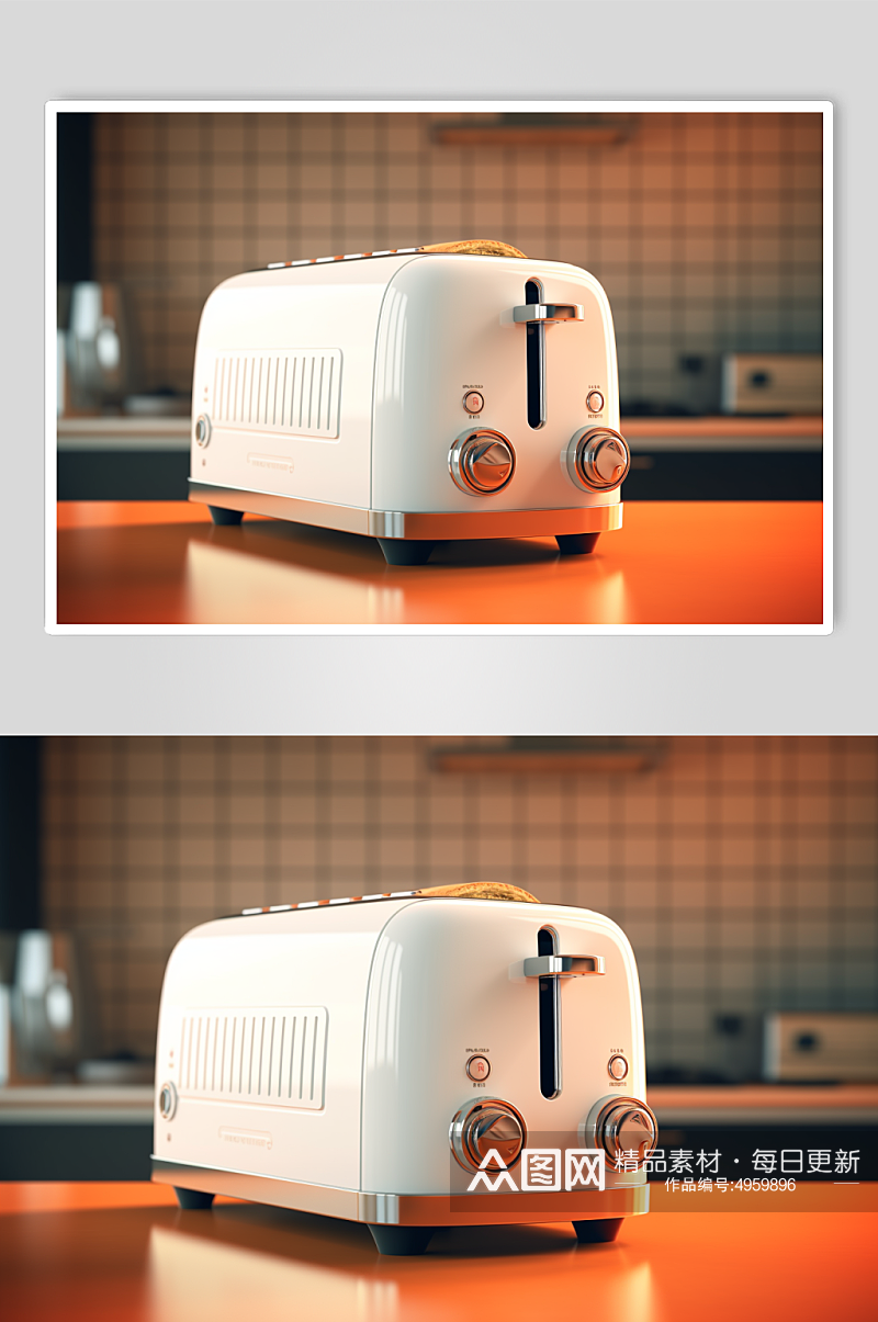 AI数字艺术清新烤面包机家用电器摄影图片素材