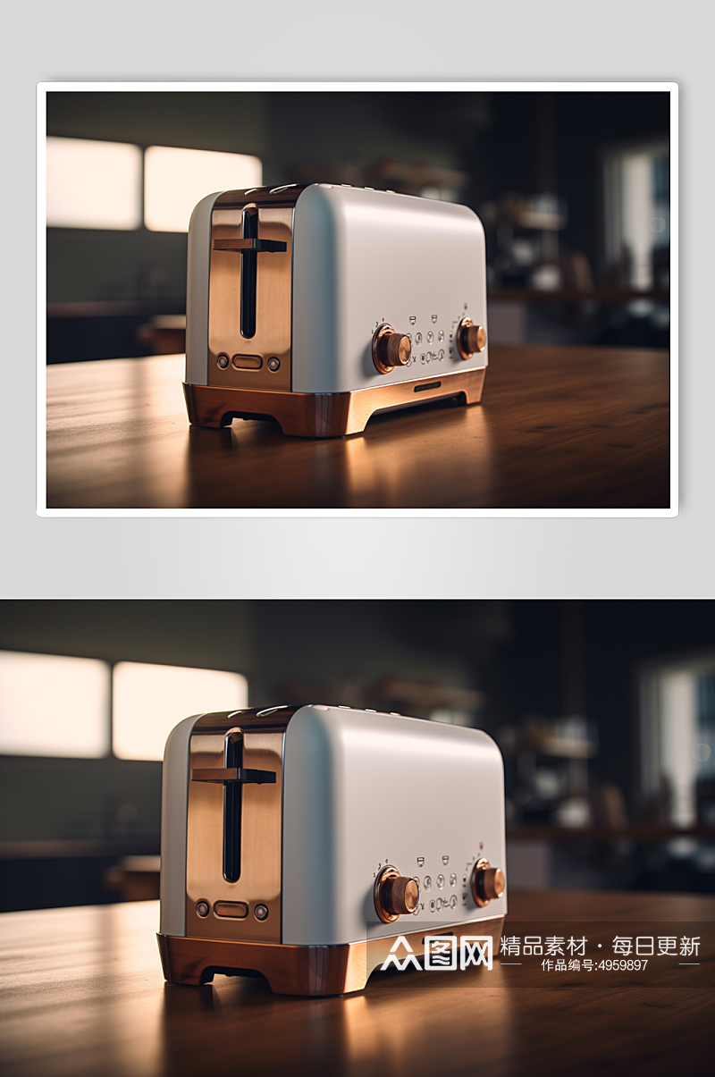 AI数字艺术清新烤面包机家用电器摄影图片素材
