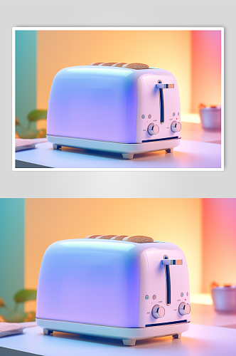 AI数字艺术清新烤面包机家用电器摄影图片