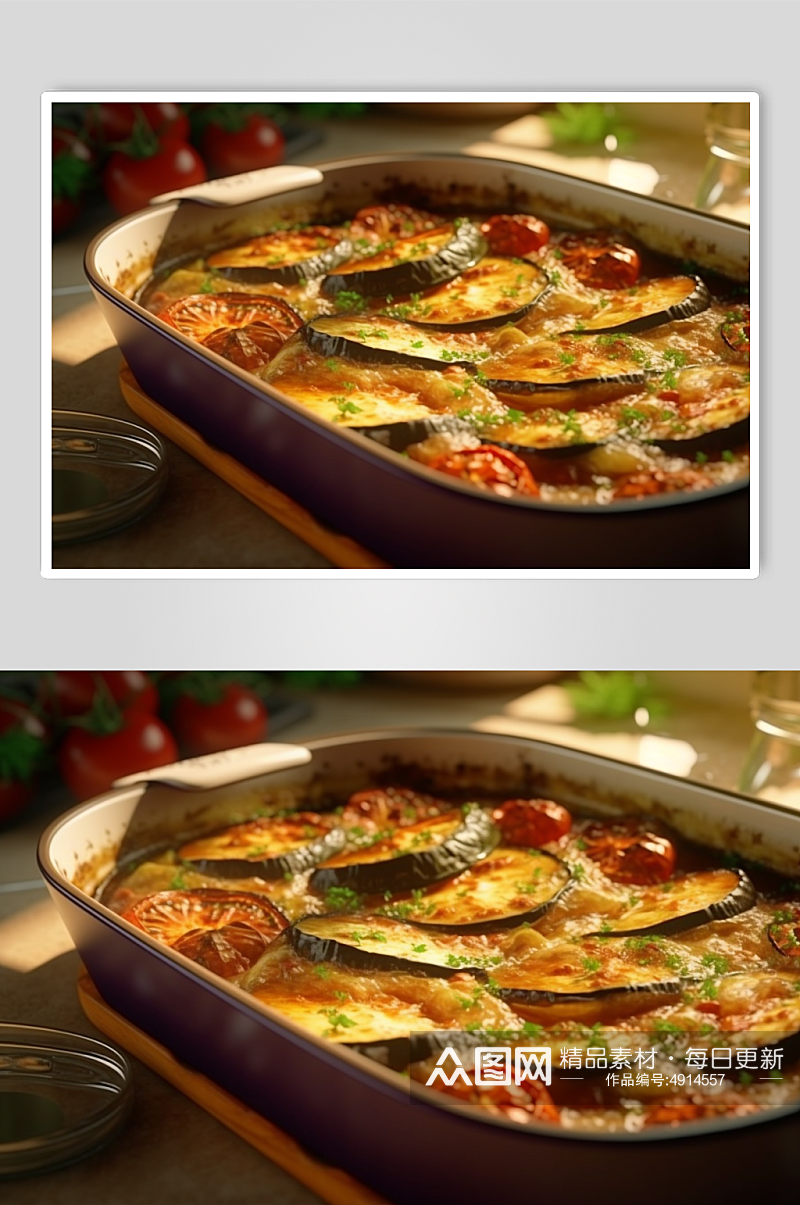 AI数字艺术简洁烤茄子烧烤美食摄影图片素材