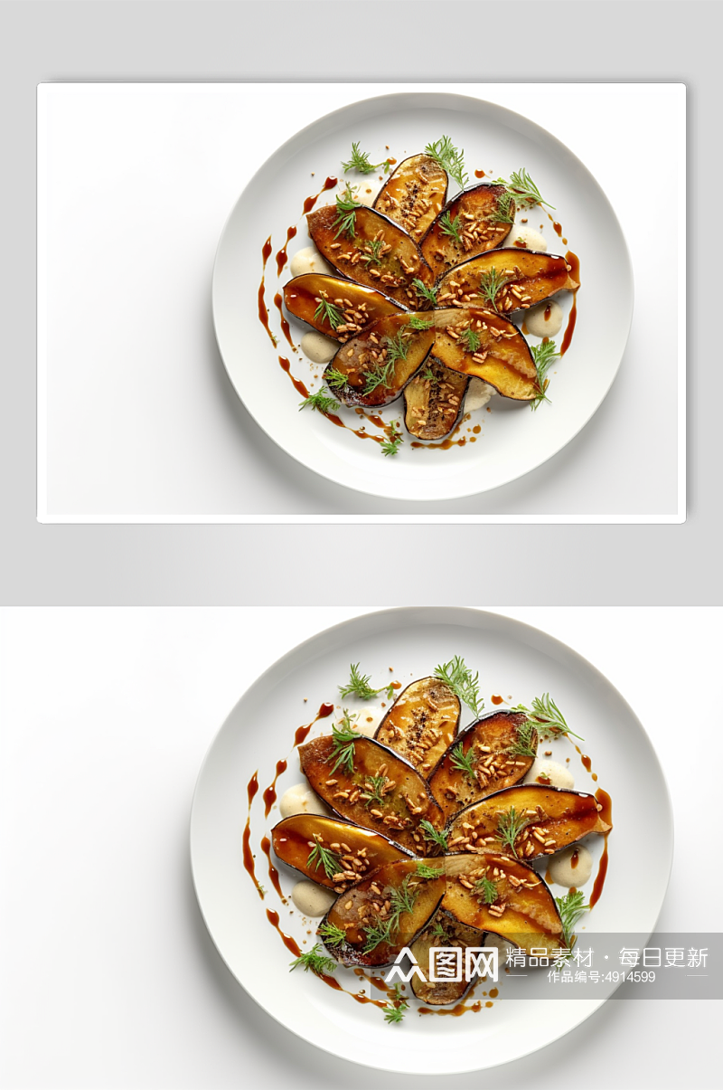 AI数字艺术简约烤茄子烧烤美食摄影图片素材