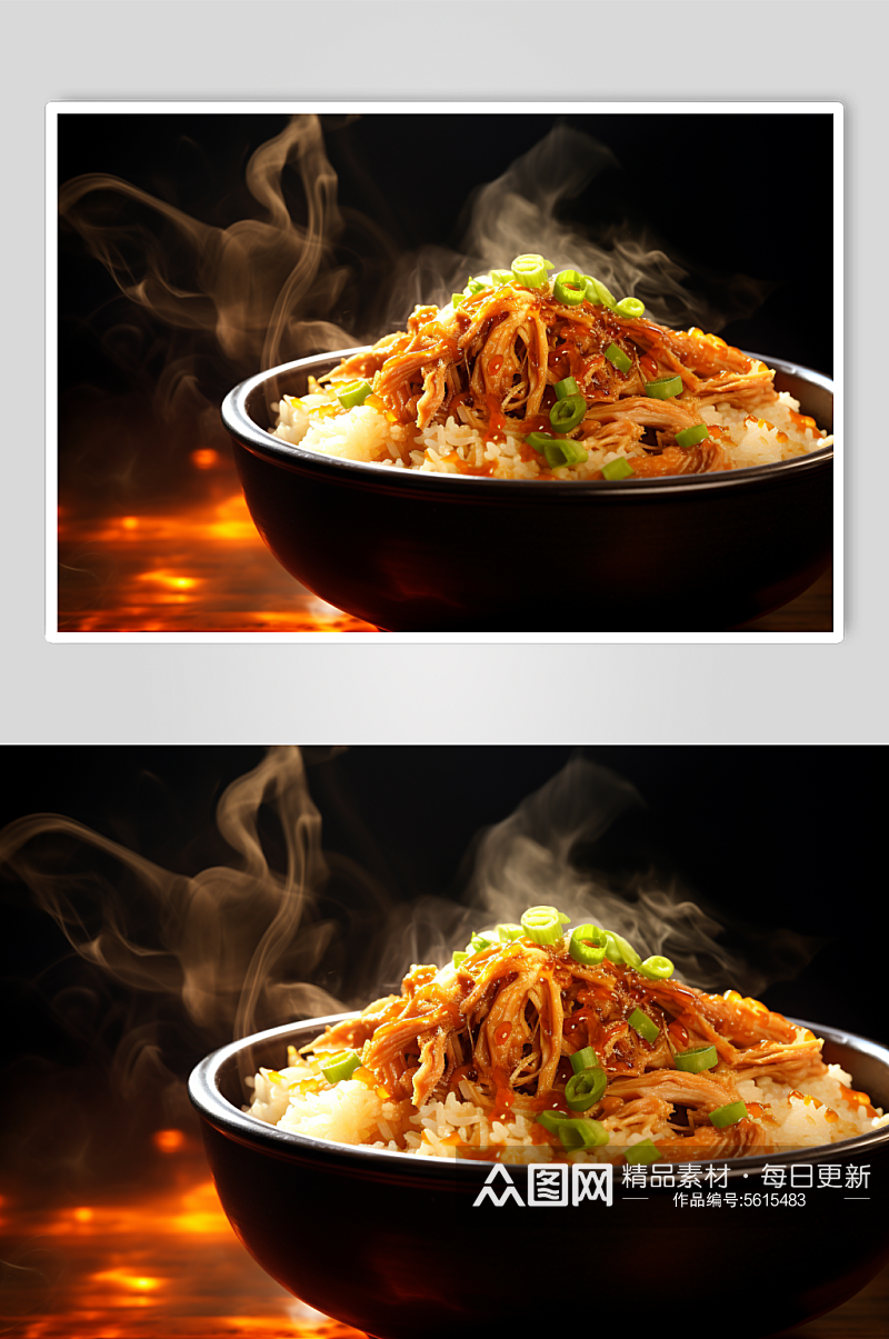 AI数字艺术烤肉拌饭美食摄影图素材