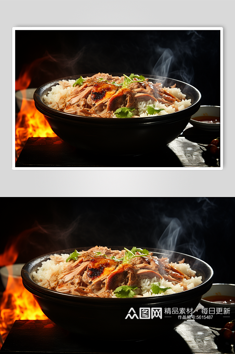 AI数字艺术烤肉拌饭美食摄影图素材