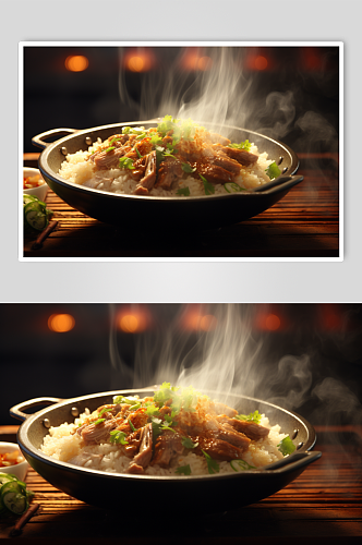 AI数字艺术烤肉拌饭美食摄影图