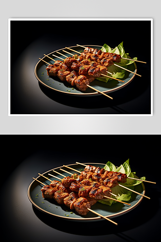 AI数字艺术简约烤肉串烧烤美食摄影图片