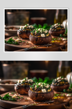 AI数字艺术高清烤香菇烧烤美食摄影图片