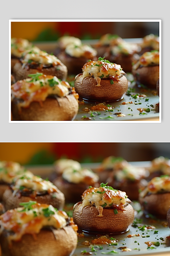 AI数字艺术高清烤香菇烧烤美食摄影图片