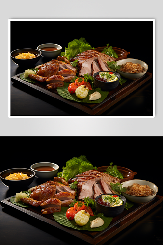 AI数字艺术美味北京烤鸭鸭子美食摄影图