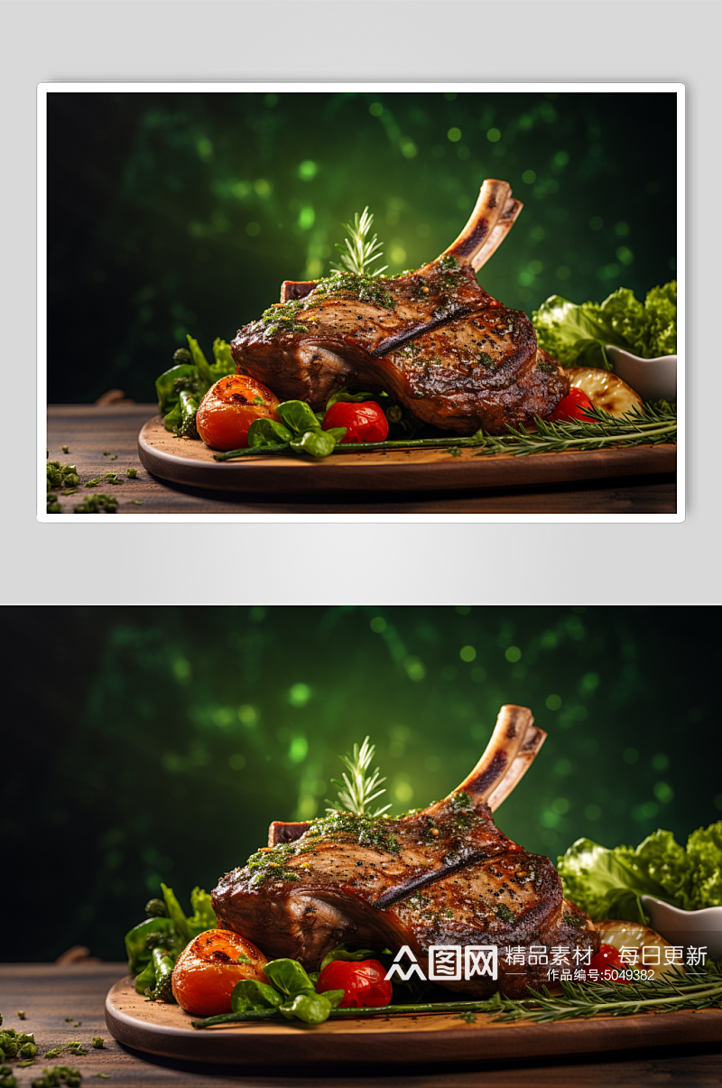 AI数字艺术烤羊排烧烤美食摄影图素材