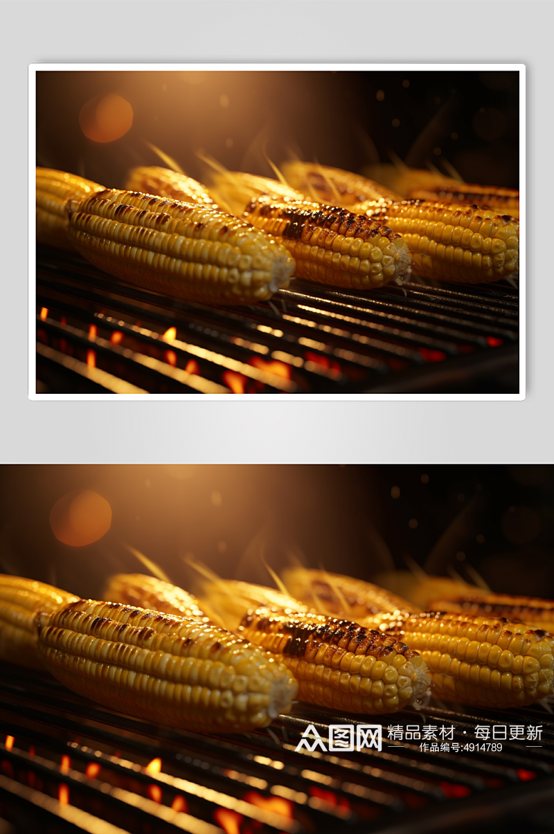 AI数字艺术高清烤玉米烧烤美食摄影图片素材