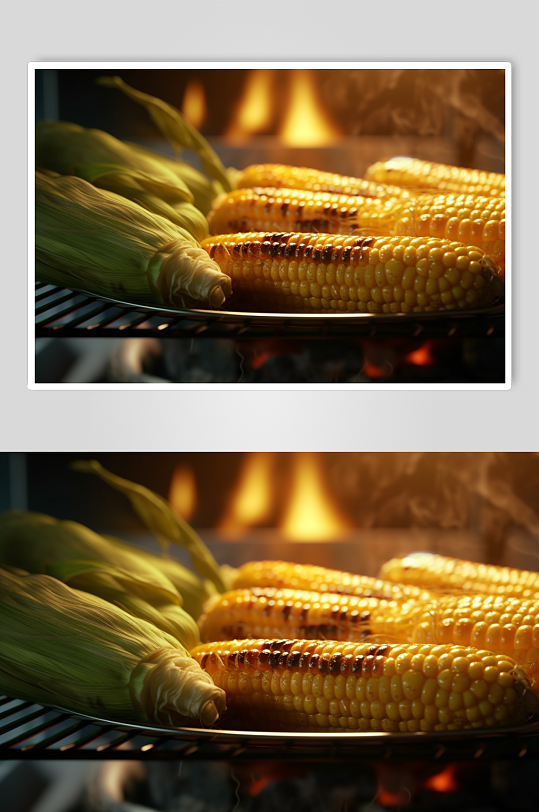 AI数字艺术高清烤玉米烧烤美食摄影图片
