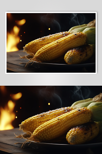 AI数字艺术高清烤玉米烧烤美食摄影图片