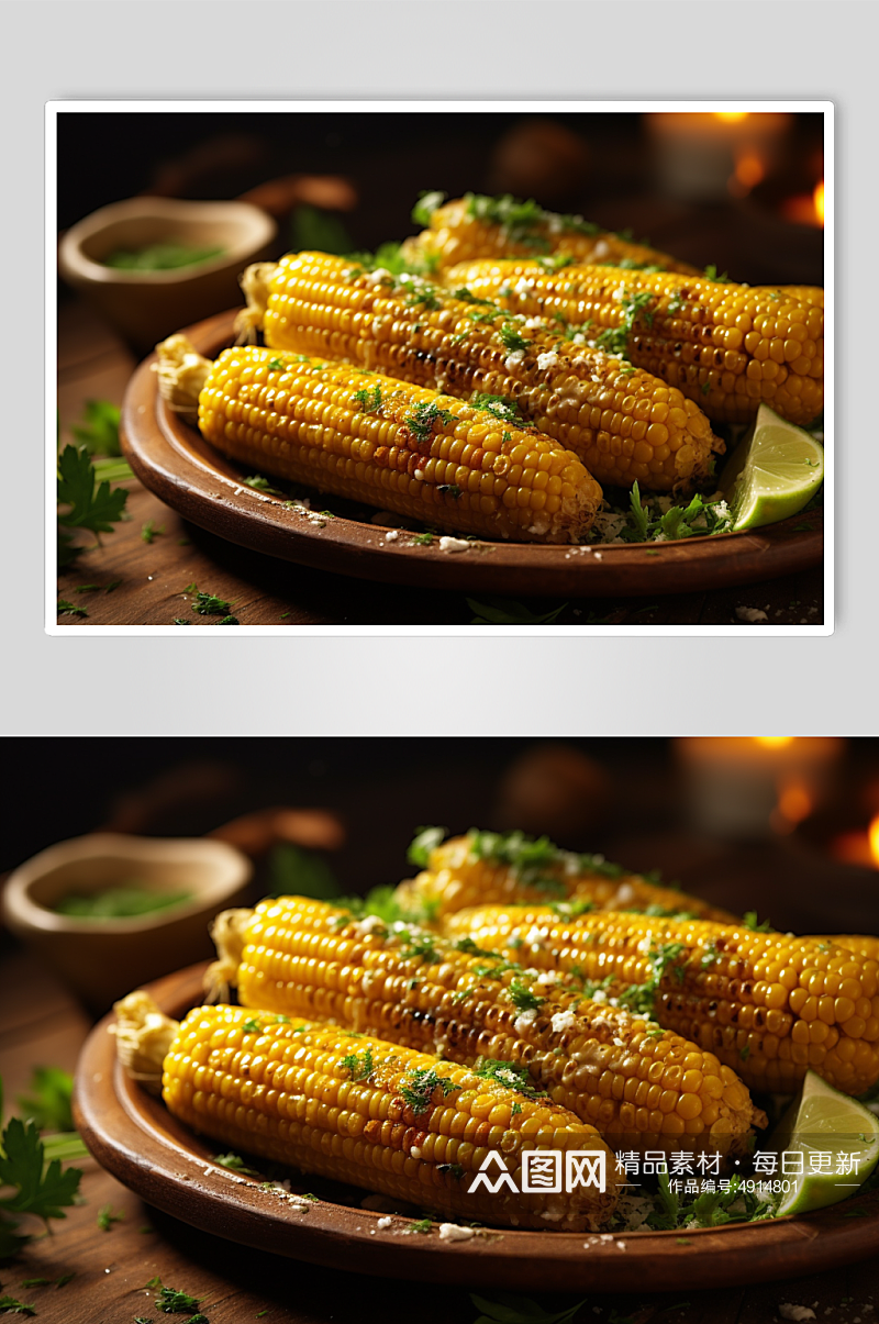 AI数字艺术高清烤玉米烧烤美食摄影图片素材