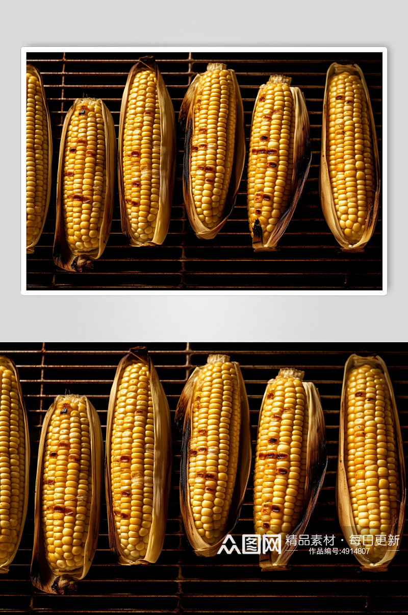 AI数字艺术简约烤玉米烧烤美食摄影图片素材