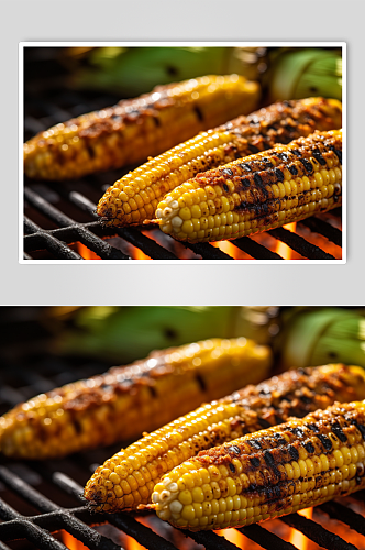 AI数字艺术简约烤玉米烧烤美食摄影图片