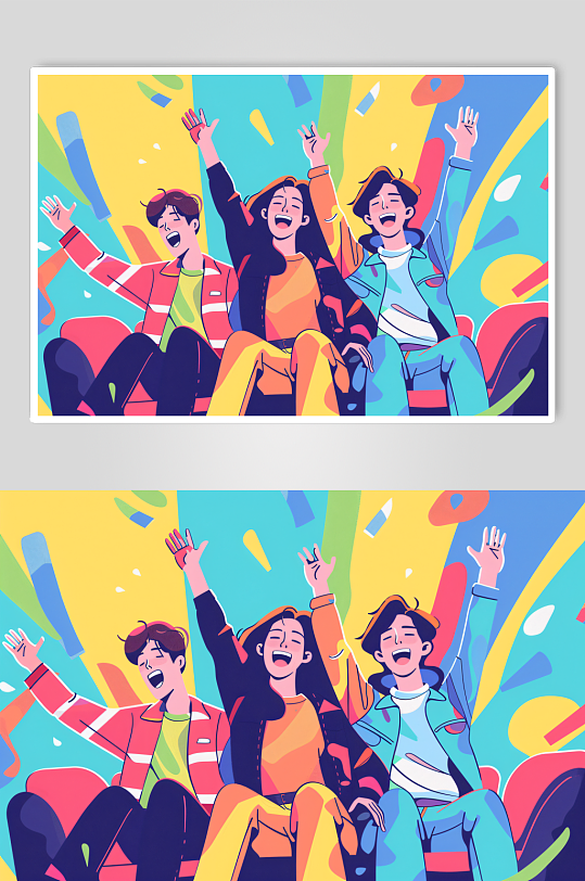 AI数字艺术五四青年节卡通年轻人插画-众图网