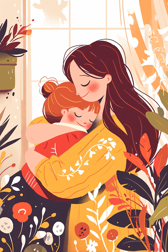 AI数字艺术卡通母亲节插画-众图网