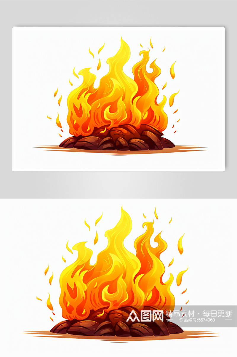 AI数字艺术卡通火焰火花火苗火元素素材