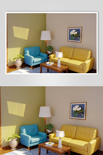 AI数字艺术卡通客厅室内效果图图片