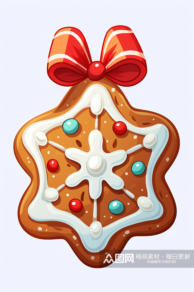 AI数字艺术圣诞节可爱装饰元素姜饼图片素材