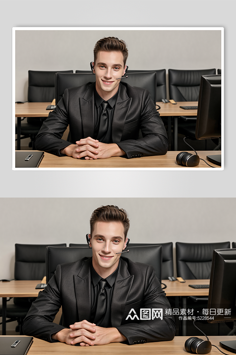 AI数字艺术西装男性客服职业肖像摄影图素材