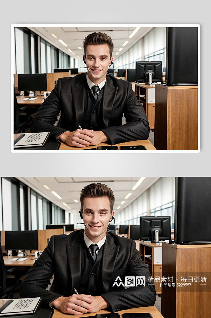 AI数字艺术西装男性客服职业肖像摄影图素材