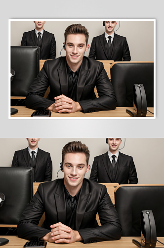AI数字艺术西装男性客服职业肖像摄影图