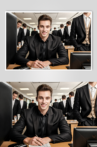 AI数字艺术西装男性客服职业肖像摄影图