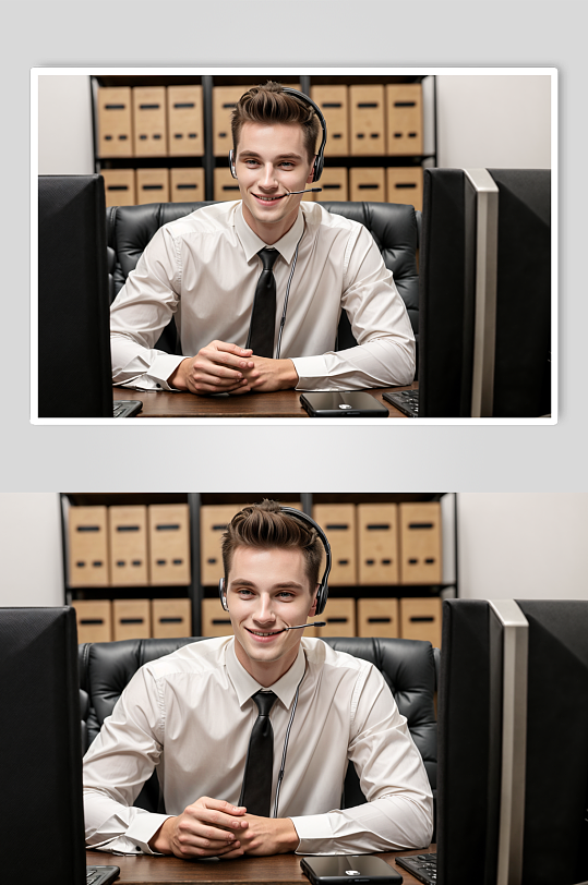 AI数字艺术衬衫男性客服职业肖像摄影图