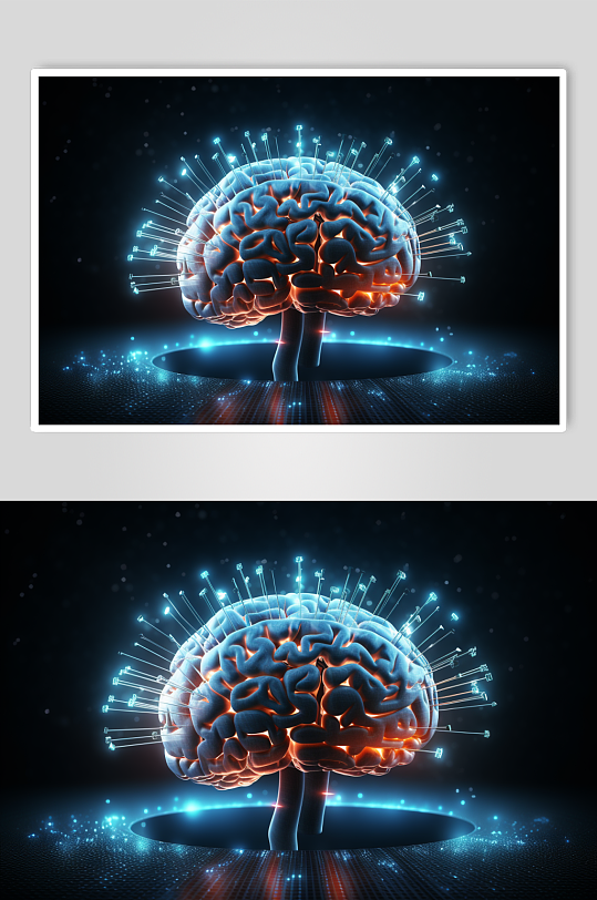 AI数字艺术大脑数据科技元素模型