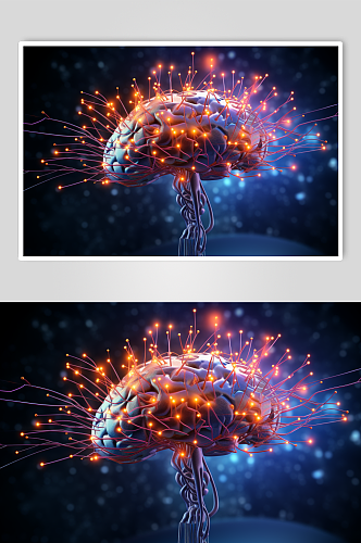 AI数字艺术大脑数据科技元素模型