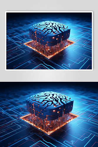 AI数字艺术大脑数据科技元素模型