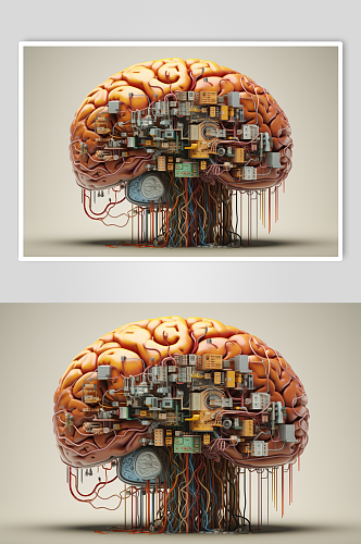 AI数字艺术大脑数据科技元素模型