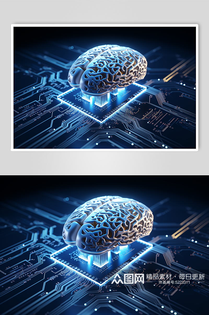 AI数字艺术大脑数据科技元素模型素材