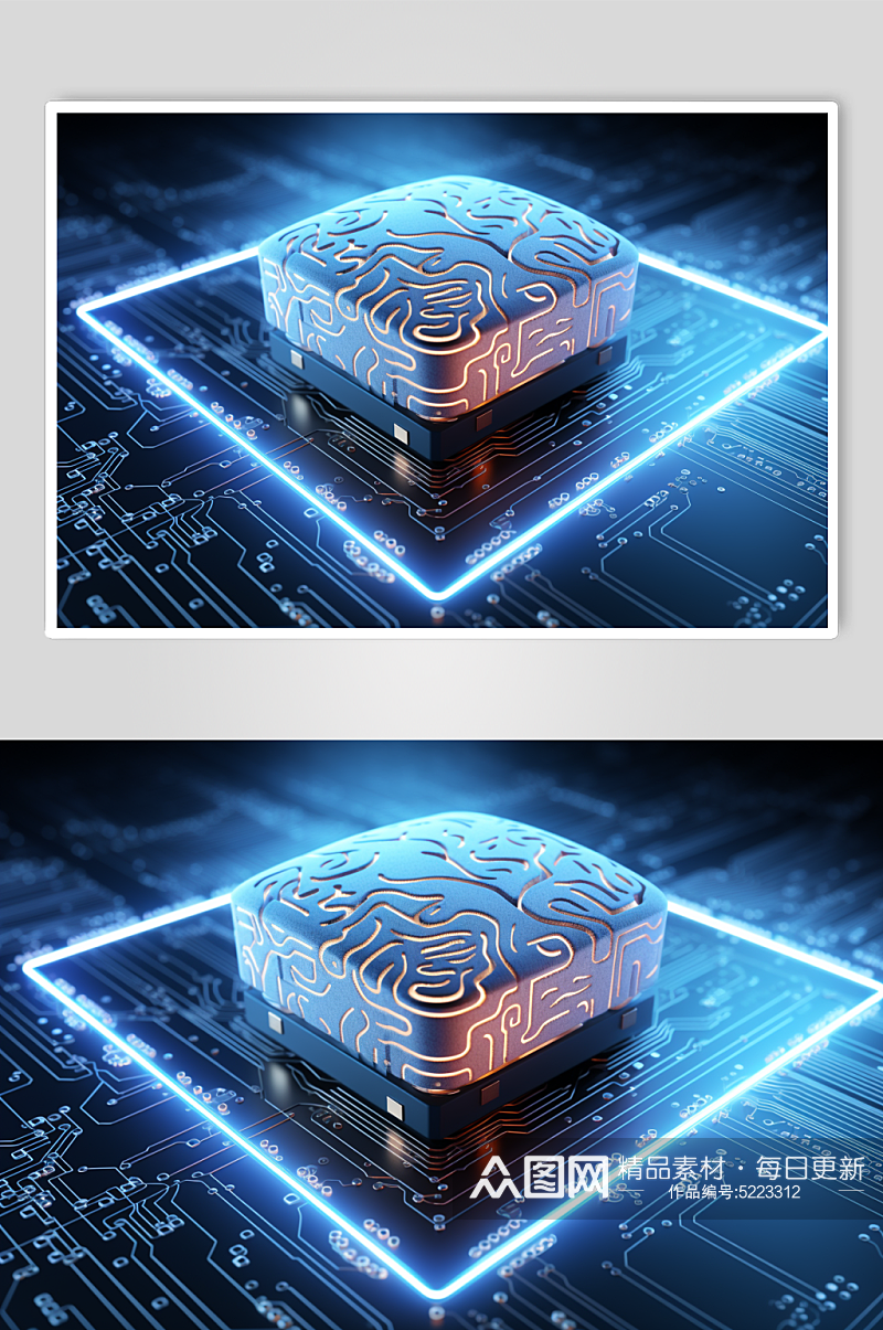 AI数字艺术大脑数据科技元素模型素材