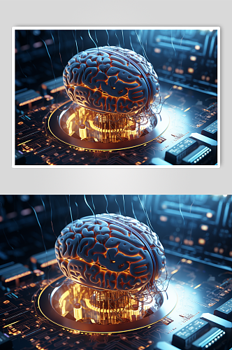 AI数字艺术大脑数据科技元素模型