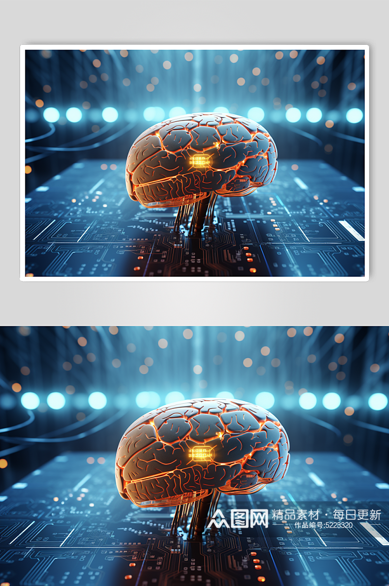 AI数字艺术大脑数据科技元素模型素材