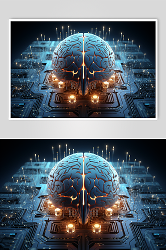 AI数字艺术大脑数据科技元素模型