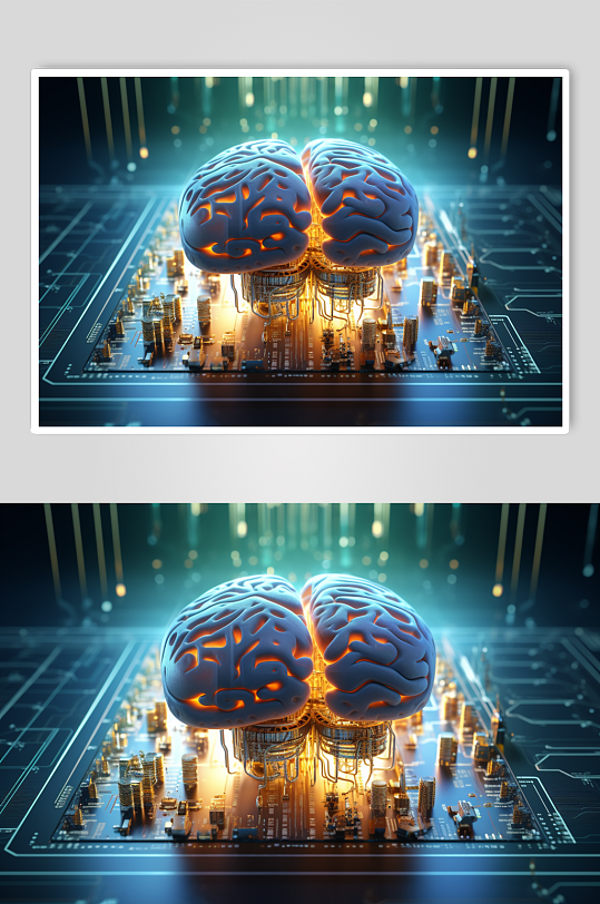 AI数字艺术大脑数据科技元素模型