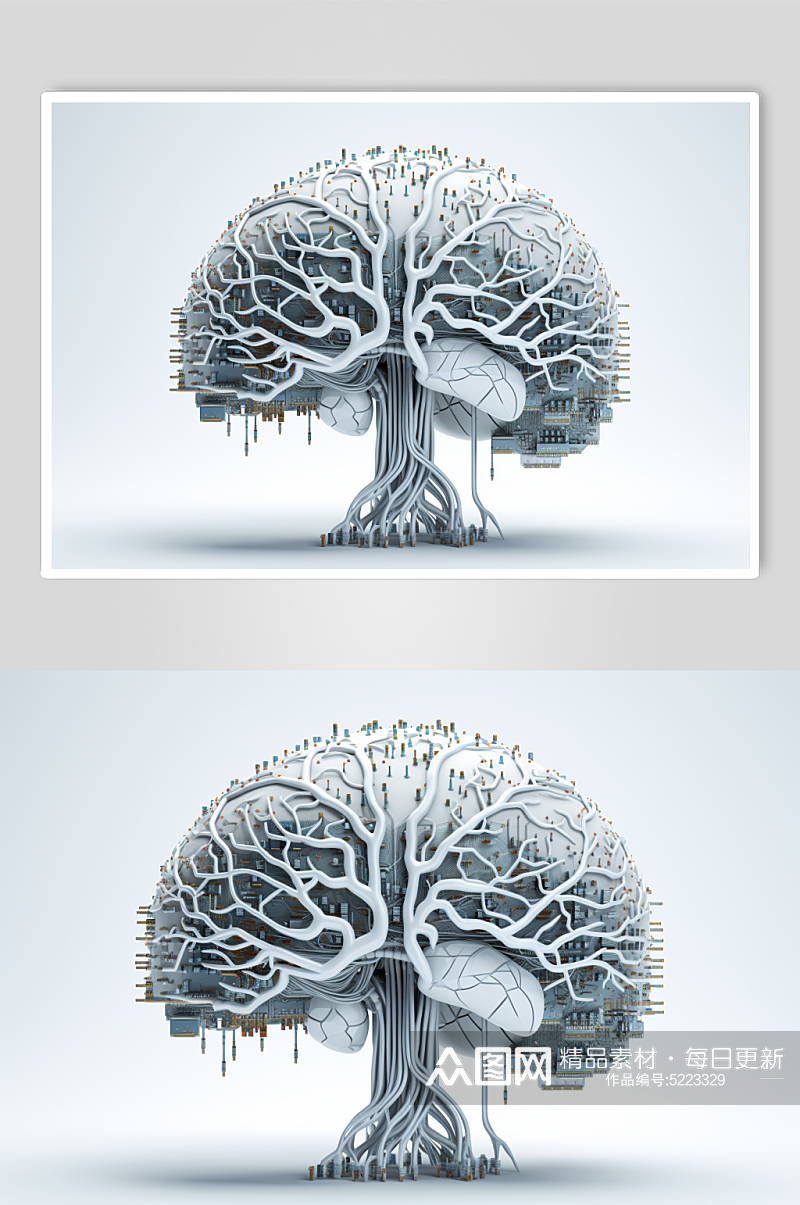 AI数字艺术大脑数据科技元素模型素材