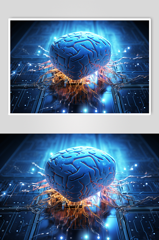 AI数字艺术大脑数据科技元素模型