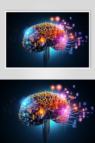 AI数字艺术大脑数据科技元素模型