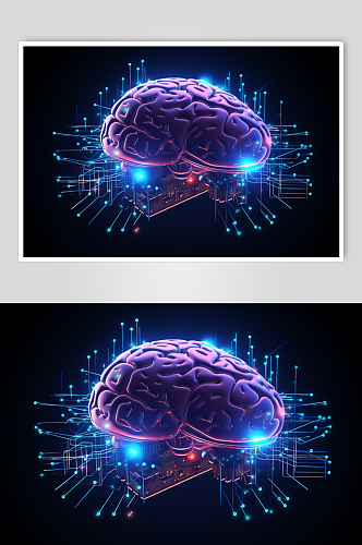 AI数字艺术大脑数据科技元素模型