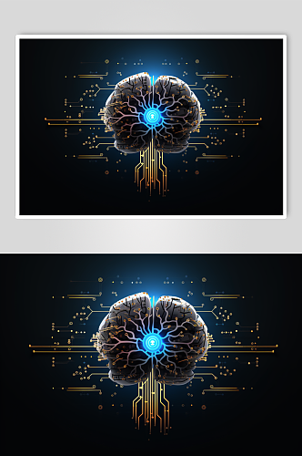 AI数字艺术大脑数据科技元素模型