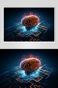 AI数字艺术大脑数据科技元素模型