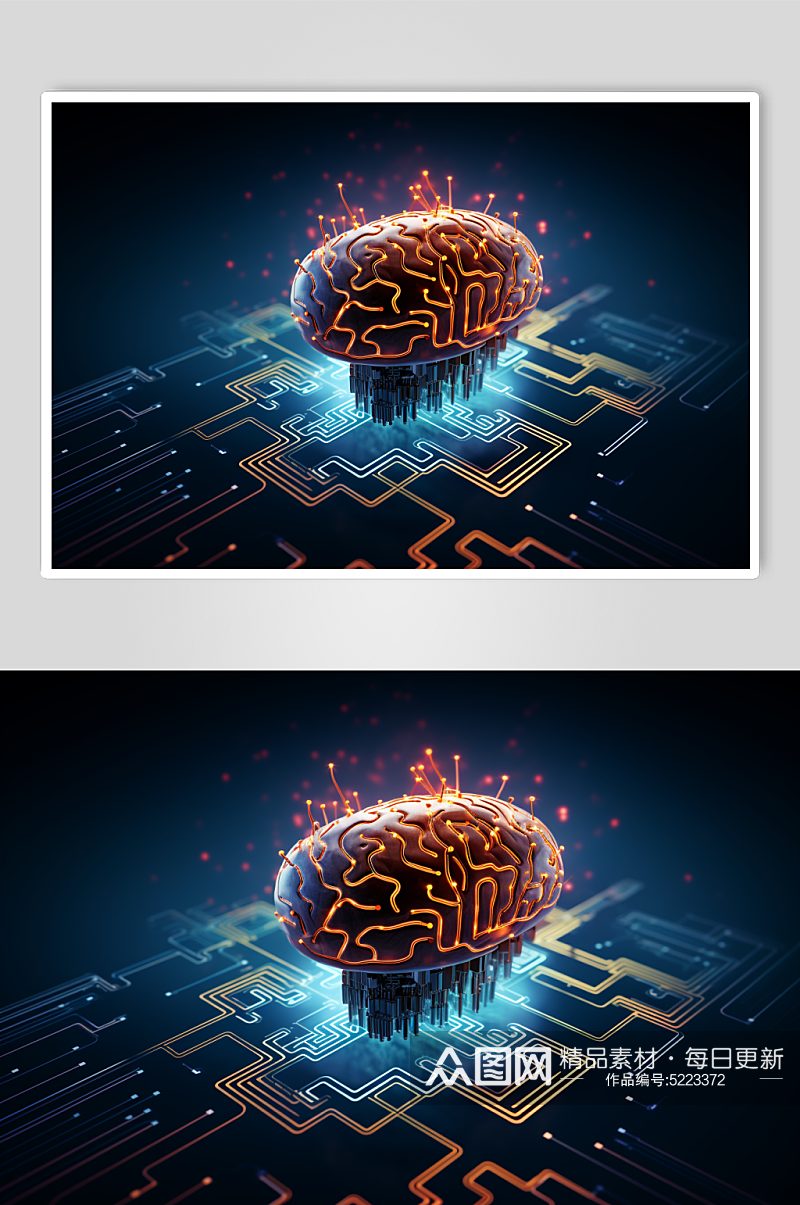 AI数字艺术大脑数据科技元素模型素材